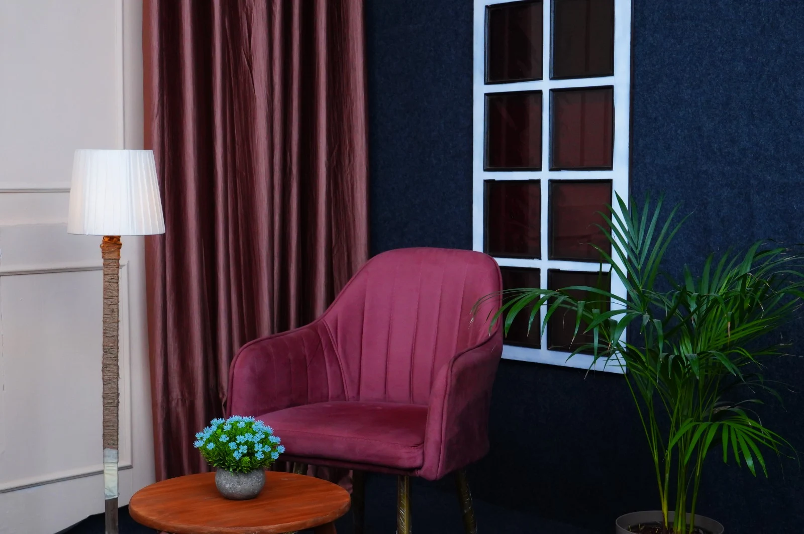 Mic and Minds studio intimate seating area with acoustic walls